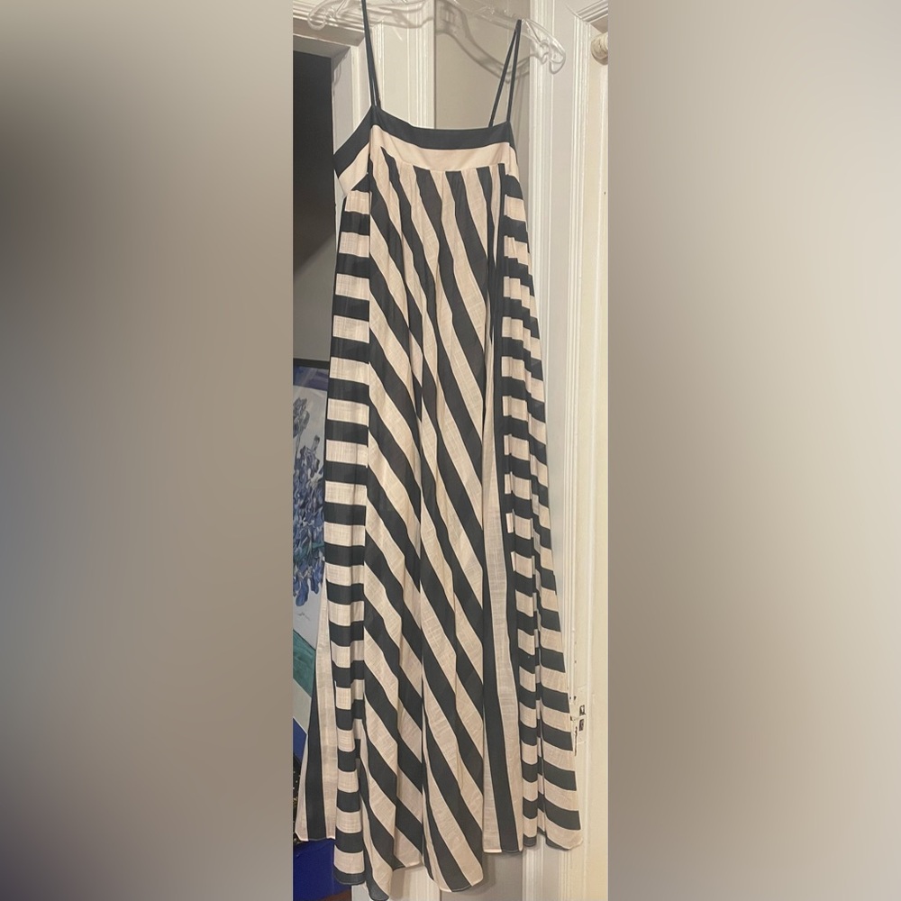 Zimmermann Black and Cream Striped Maxi Dress
